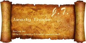 Janszky Tivadar névjegykártya